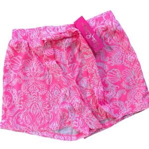 Lilly Pulitzer Myles tie front Paisley Lobster Seashells Pink white shorts SZ 0